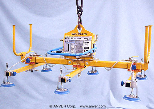 ANVER Six Pad Electric Powered Vacuum Lifter for Lifting Non-Porous or Semi-Porous Material 8 ft x 6 ft (2.4 m x 1.8 m) weighing up to 900 lb (408 kg)